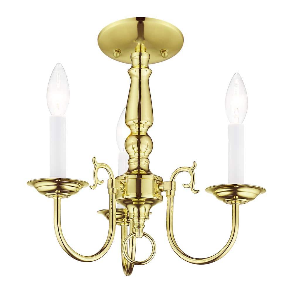 Elegant Williamsburgh Polished Brass Mini 3-Light Chandelier