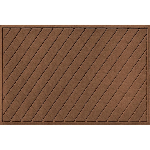 Bungalow Flooring Waterhog Argyle Dark Brown 34 in. x 52 in. PET Polyester Indoor Outdoor Door Mat