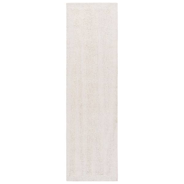Natura 2 ft. x 8 ft. Ivory/Beige High-Low Abstract Layered Runner Rug
