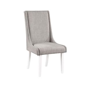 Hollyn Gray Linen and White Finish Linen Side Chair Set of 1 with No Additional Features