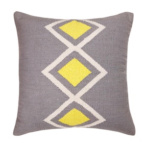 Southwestern Gray / White Woven Diamond Center 20 in. x 20 in. Indoor Throw Pillow