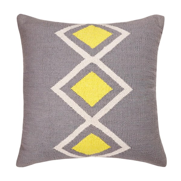 Evette Rios Southwestern Gray / White Woven Diamond Center 20 in. x 20 in. Indoor Throw Pillow