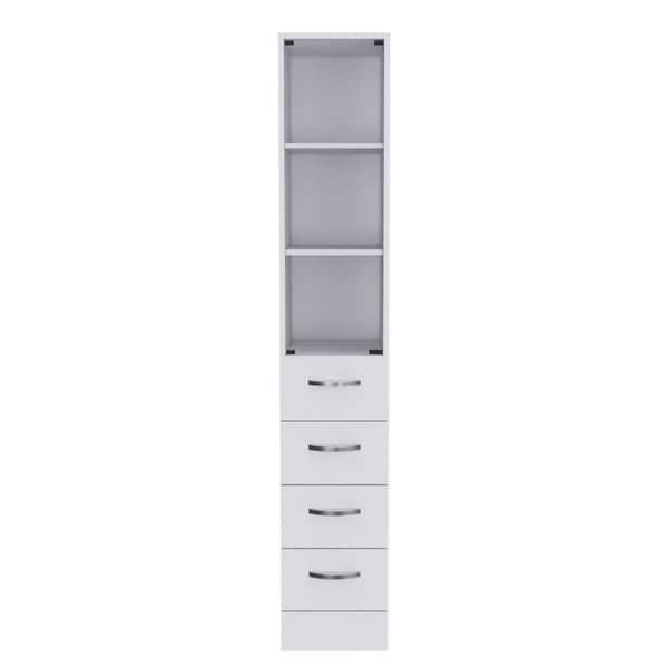 Aoibox 11.97 in. W x 17.56 in. D x 68.29 in. H Particle Board Wood White Linen Cabinet with 3 Shelves and 4 Drawers