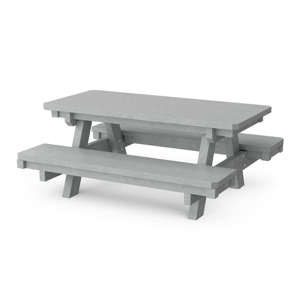 Wildridge Heritage 48 in. Light Gray Rectangle HDPE Plastic Child's Picnic Table Seats 6-Kids