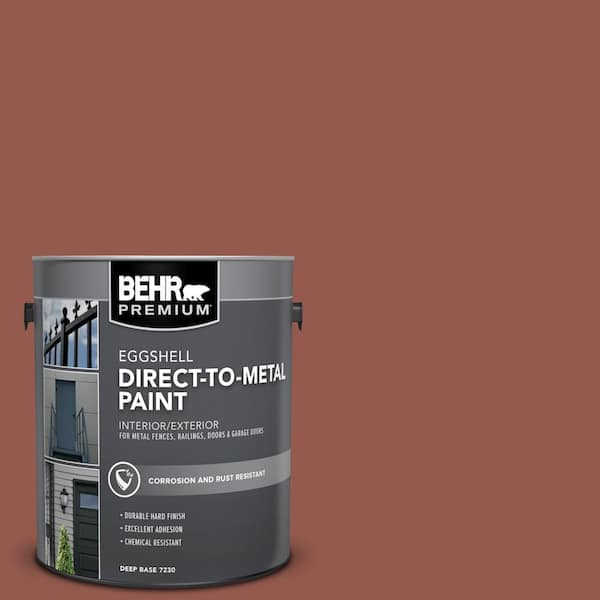 BEHR PREMIUM 1 gal. #AE-12 Oxide Red Eggshell Direct to Metal Interior/Exterior Paint