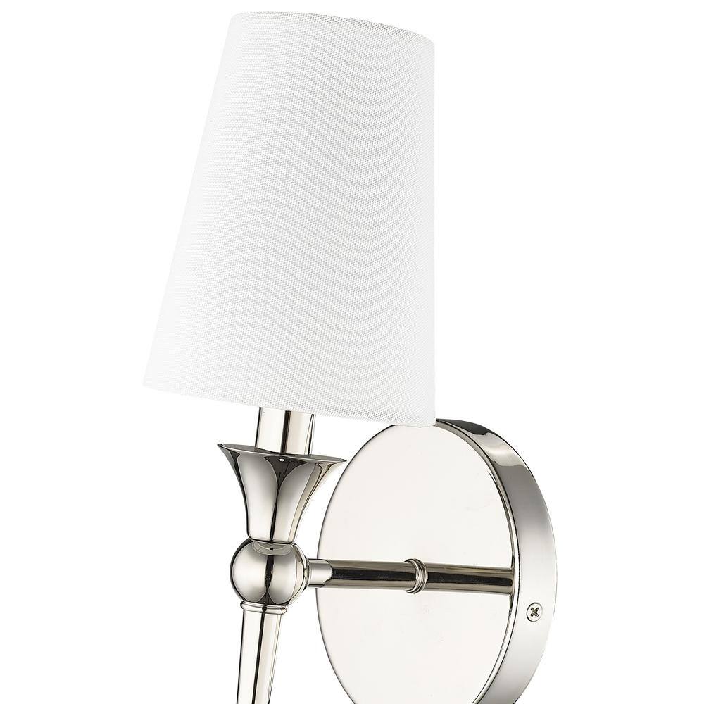 Polished Nickel 14" Direct Wired Wall Sconce with White Shade