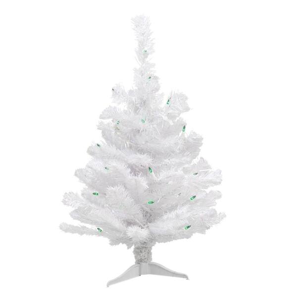 Northlight 2 ft. Pre-lit Rockport White Pine Artificial Christmas Tree Green Lights