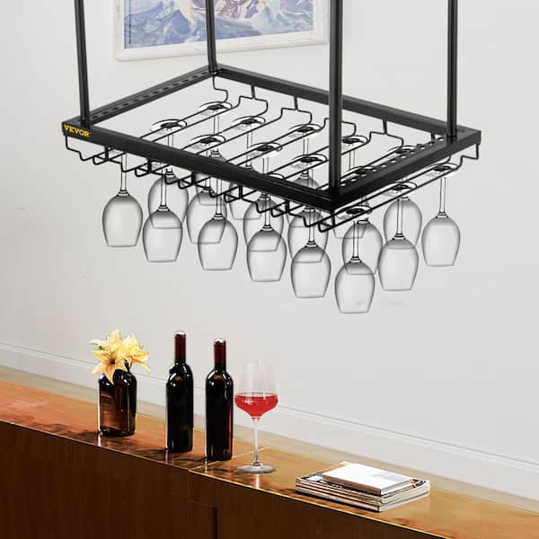Pot Rack Kitchen Wine Rack Ceiling Mount | Pan Rack/Hanging Shelf Hanger  Organiser Kitchen Storage Shelving Tray Holder, Wooden and Metal, White  (Size