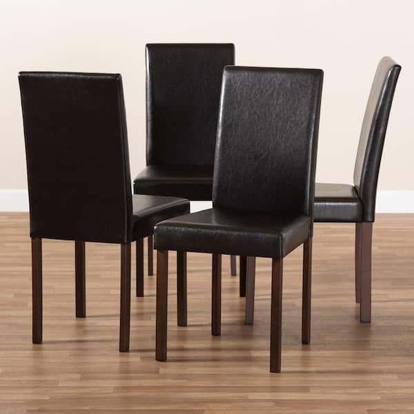 Baxton Studio Andrew Dark Brown Faux Leather Upholstered Dining