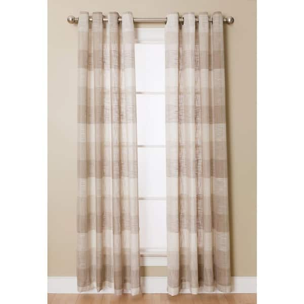 Natco Niles 50 in. W x 108 in. L Polyester Semi-Sheer Window Panel in Tan