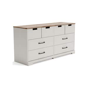 19.33 in. White and Brown 6-Drawer Wooden Dresser Without Mirror