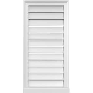 18 in. x 36 in. Vertical Surface Mount PVC Gable Vent: Functional with Brickmould Sill Frame