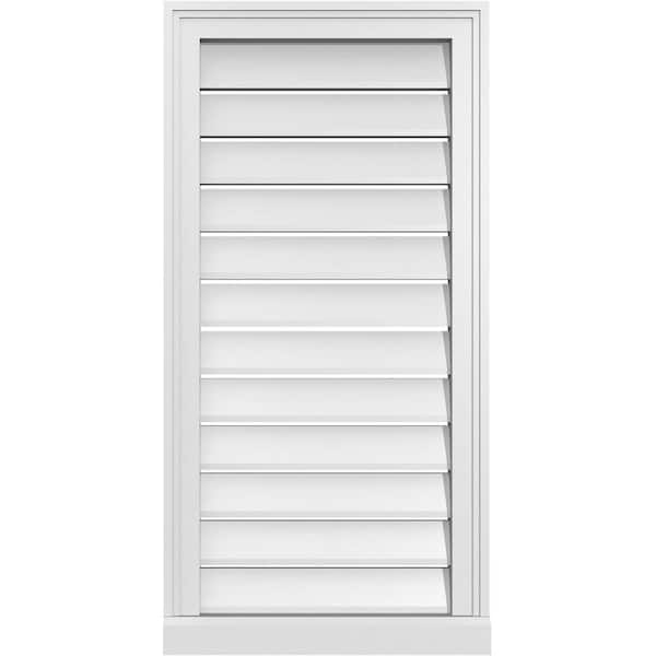 Ekena Millwork 18 in. x 36 in. Vertical Surface Mount PVC Gable Vent: Functional with Brickmould Sill Frame
