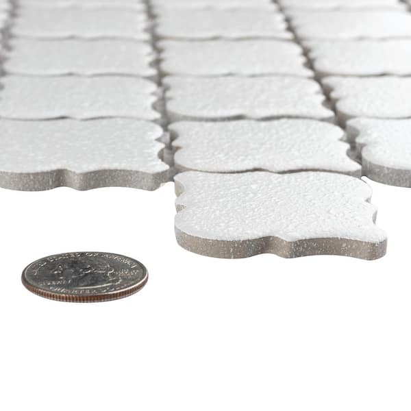 Hudson Tangier Crystalline White 12-3/8 in. x 12-1/2 in. Porcelain Mosaic Tile (11.0 sq. ft./Case)