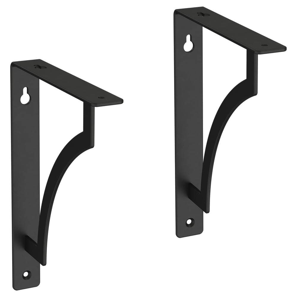 Liberty - 2-Pack 8 in. Matte Black Steel Classic Casual Decorative Shelf Bracket