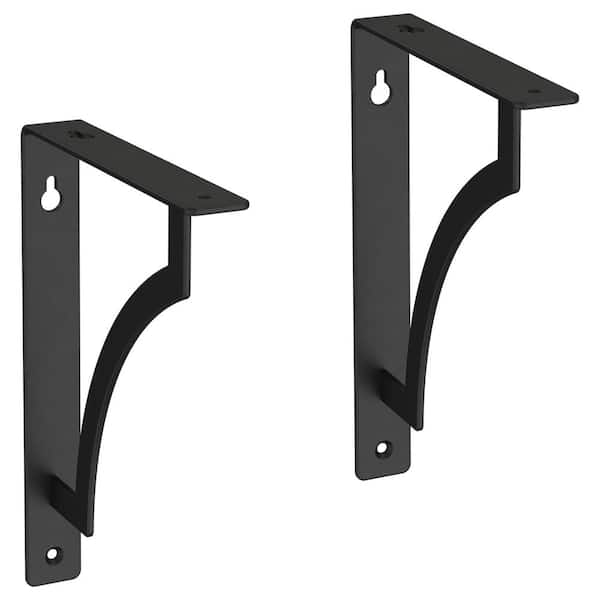2-Pack 8 in. Matte Black Steel Classic Casual Decorative Shelf Bracket