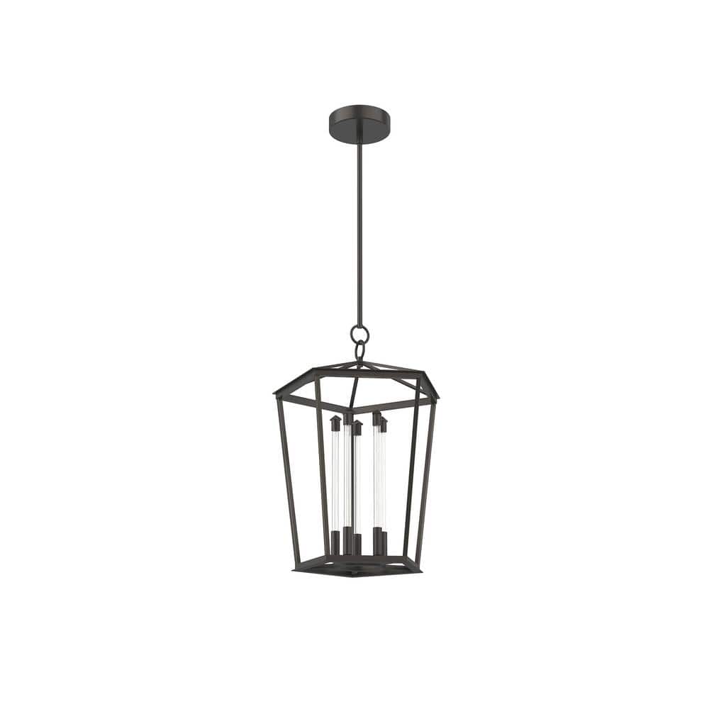 Urban Bronze Glass Lantern Pendant Light with LED Bulbs