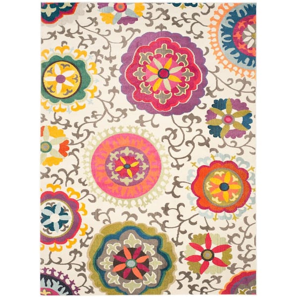 SAFAVIEH Monaco Ivory/Multi 11 ft. x 15 ft. Floral Area Rug