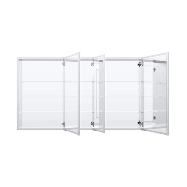 ROSA 52 in. W x 30 in. H Rectangular Recessed/Surface Mount Aluminum Medicine Cabinet with Mirror, Reversible Door
