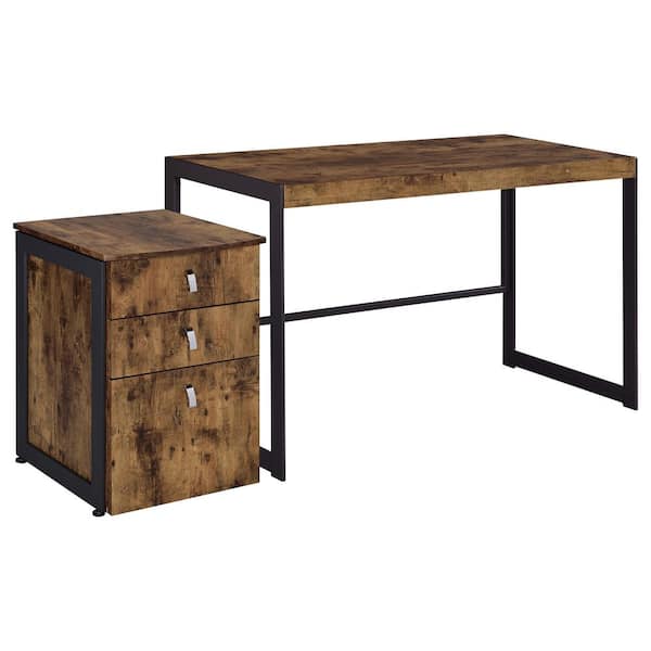Coaster Estrella 63.75 in. 2-piece Antique Nutmeg and Gunmetal Rectangle Writing Desk Set