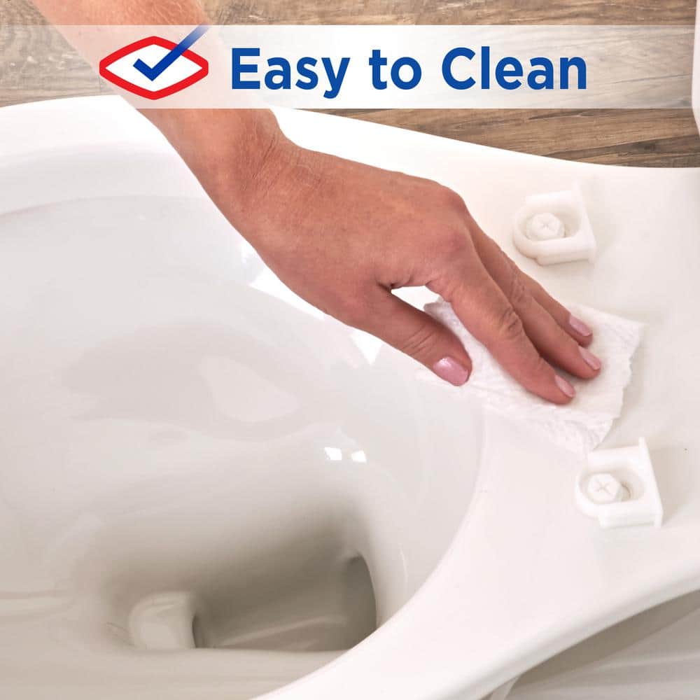 White Elongated Molded Wood Toilet Seat with Easy-Off Hinges
