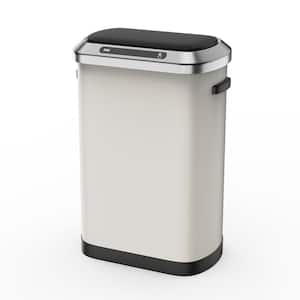13.2 Gal. White Smart Automatic Metal Household Trash Can with Lid
