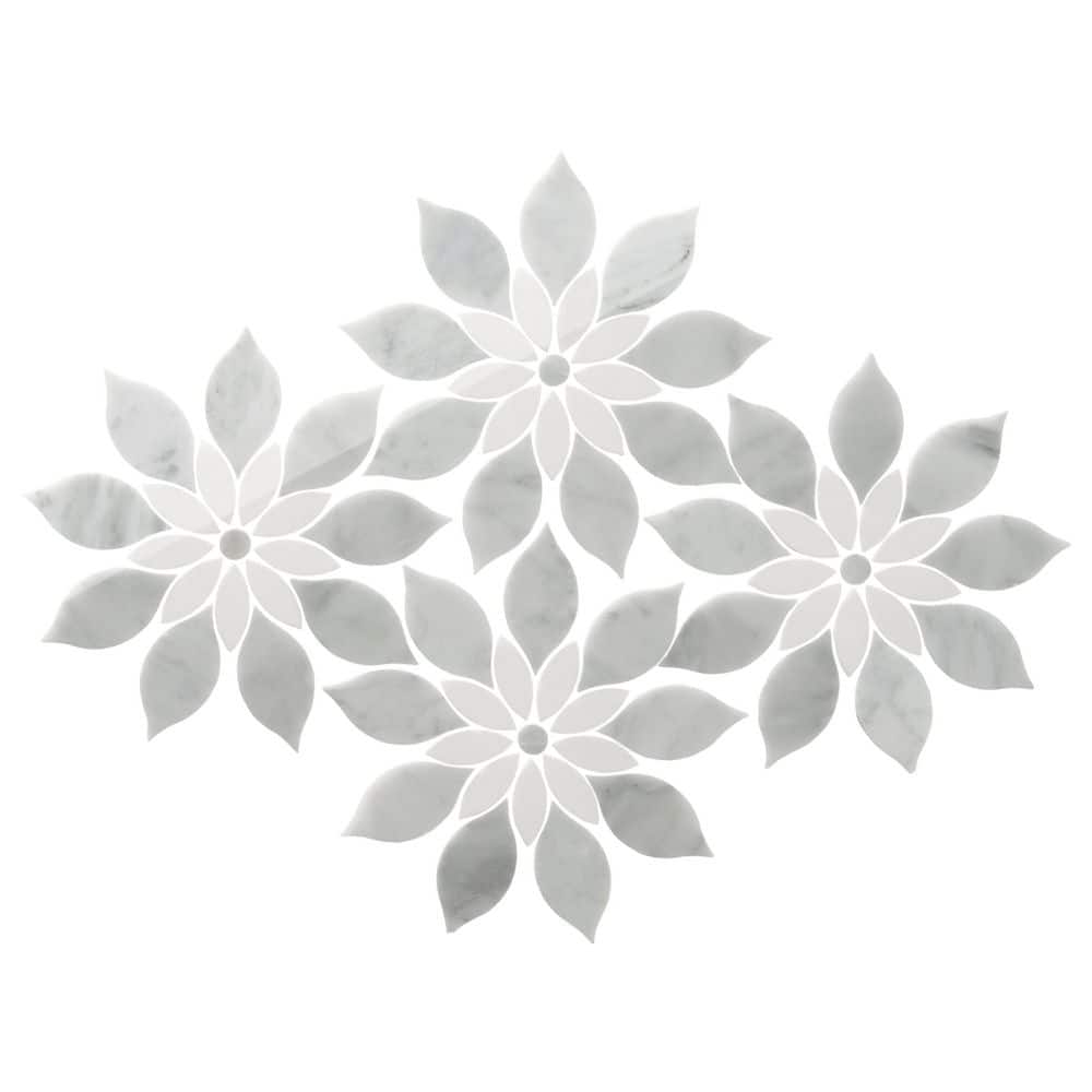 Ivy Hill Tile Thistle White 8 in. x .37 in. Polished Marble Mosaic