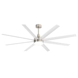 Archer 72 in. Integrated LED Indoor Satin Nickel Ceiling Fan with Light and Remote Control Included