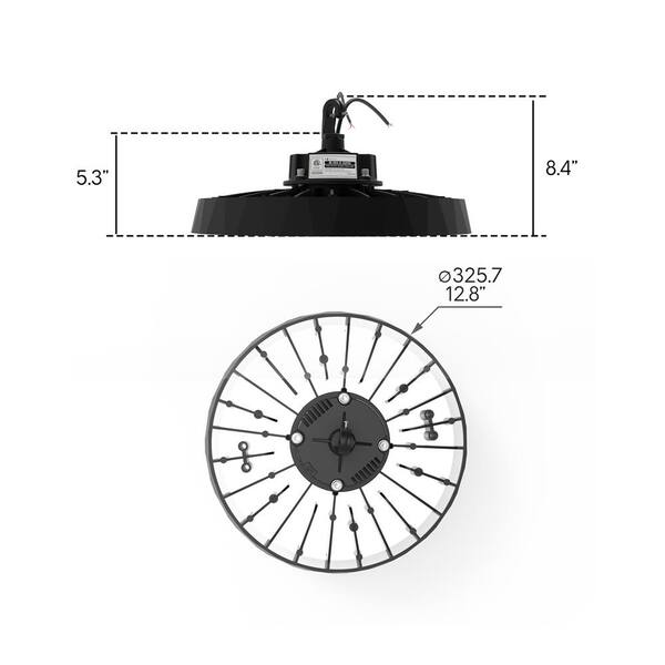 InfiBrite 12.8 in. 5000K Daylight 38,400 Lumens 240-Watt Integrated LED Dimmable Wet Rated Black High Bay Light 100-277 Volt