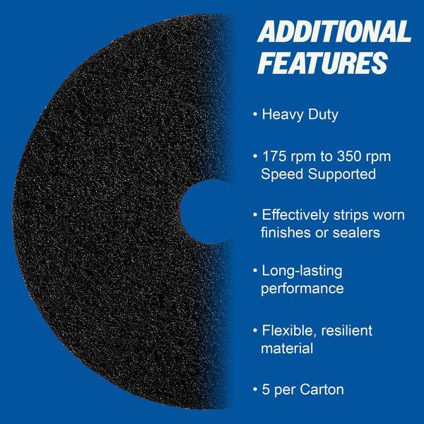 Genuine Joe Black Floor Stripping Pad - 5/Carton - Round x 18 Genuine Joe Black Floor Stripping Pad - 5/Carton - Round x 18