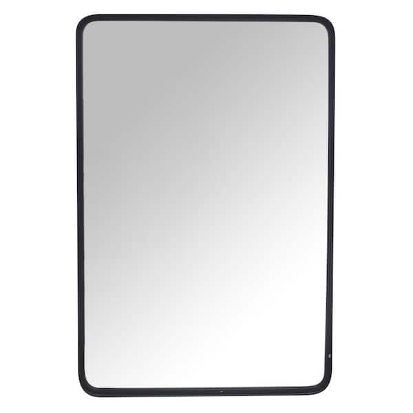 PARISLOFT 24 in. W x 36 in. H Rectangular Black Metal Framed Wall Mirror