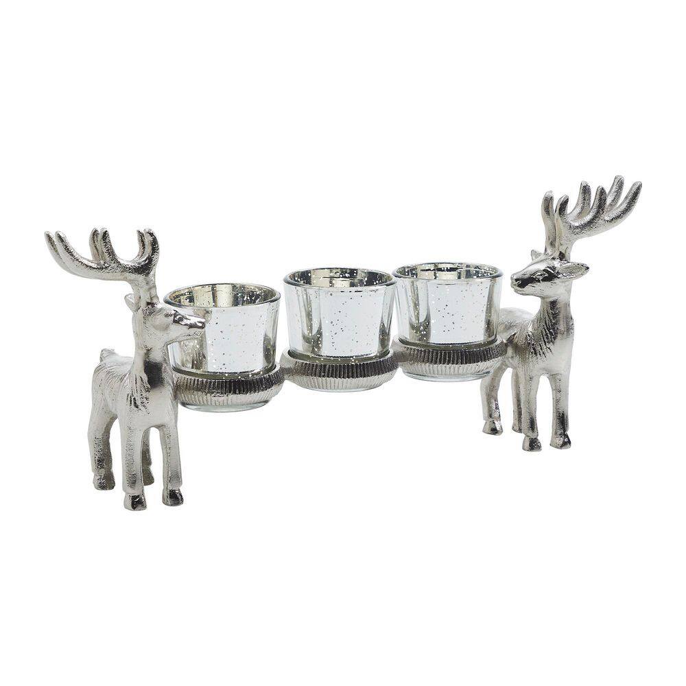 13 inch Metal Reindeer Christmas Votive Candle Holder with Mercury Glass Cups price history on PriceWatchPro