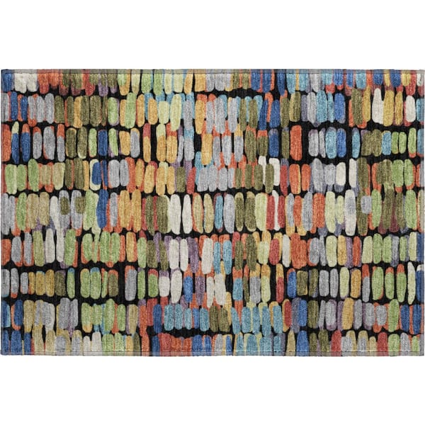 Mayfield Premium Machine Washable Abstract AMF2349 Black 3 ft. x 4 ft. Area Rug