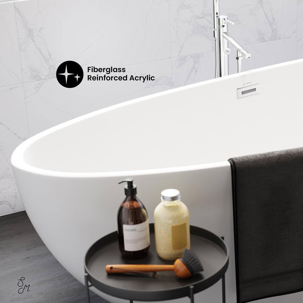 Monaco 67" White Acrylic Freestanding Oval Bathtub