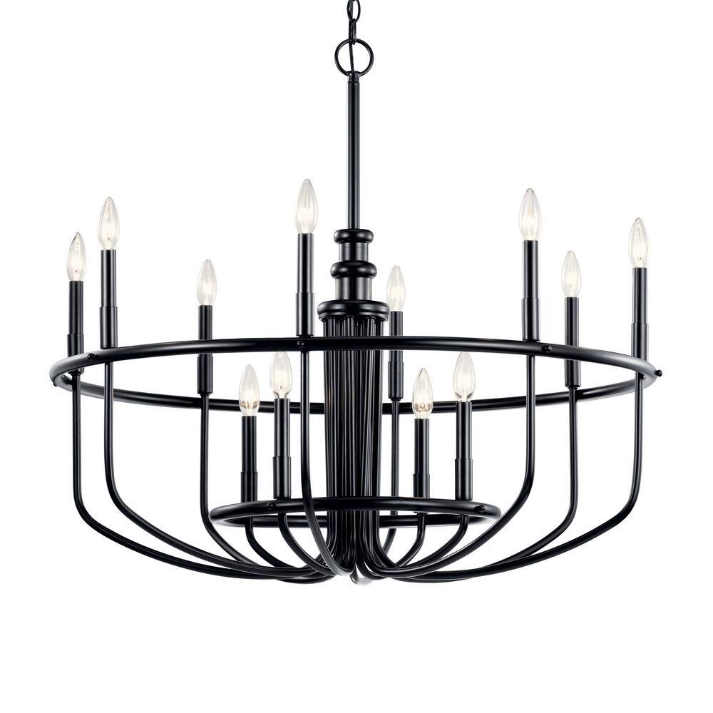 Capitol Hill 30.75" Black Modern 12-Light Chandelier