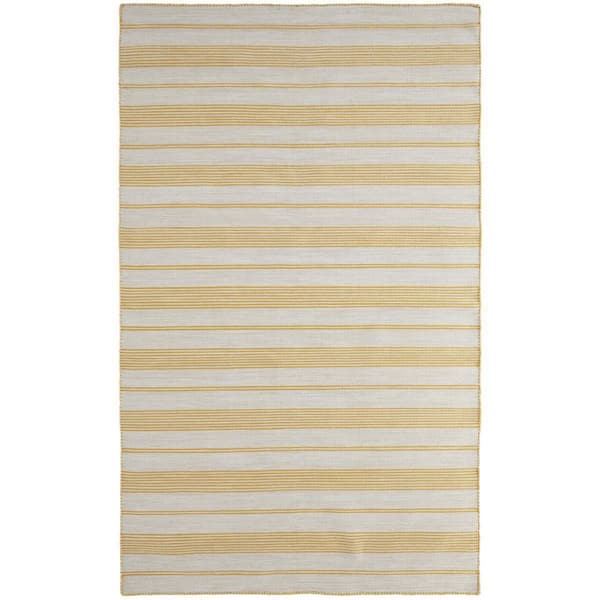 HomeRoots 10 X 14 Yellow, Ivory Striped Area Rug