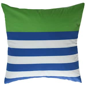 Dann Foley Green, White, Navy Blue 8 in. x 24 in. Throw Pillow