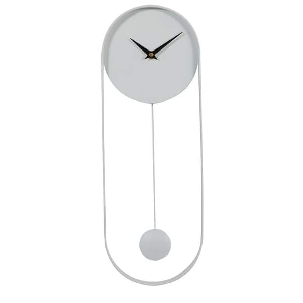 CosmoLiving by Cosmopolitan White Metal Analog Wall Clock with Pendulum