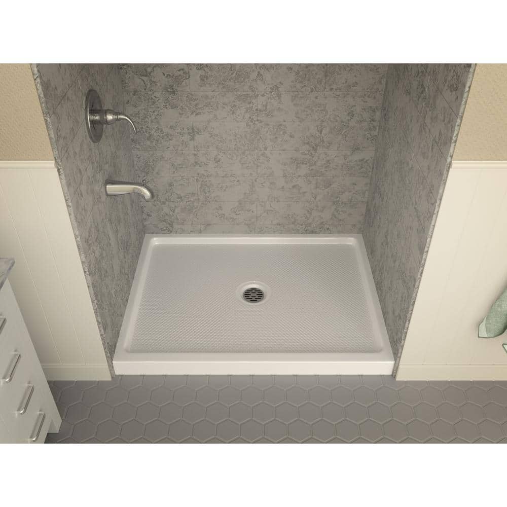 Gloss White Acrylic and Fiberglass Shower Base, 36 x 48 in
