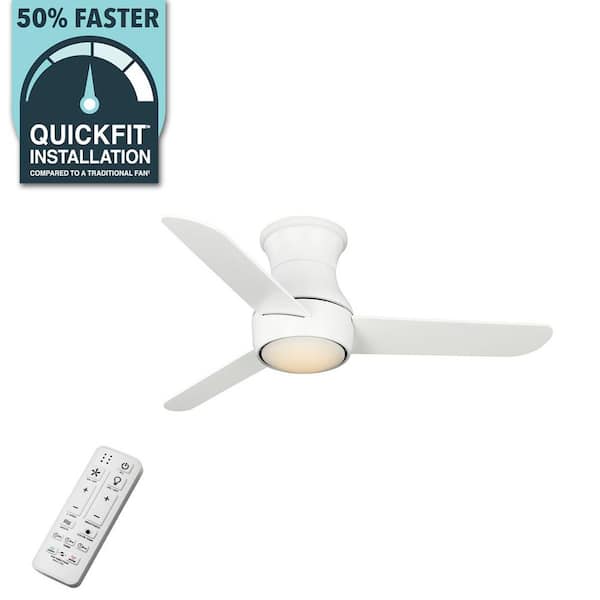Hampton Bay Naderbury 36 in. Indoor/Covered Outdoor Matte White Ceiling Fan with White Color Changing Integrated LED and Remote