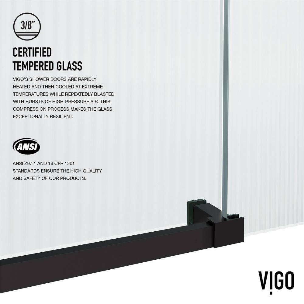 Elan E-Class 60" Matte Black Frameless Sliding Tub Door with Fluted Glass