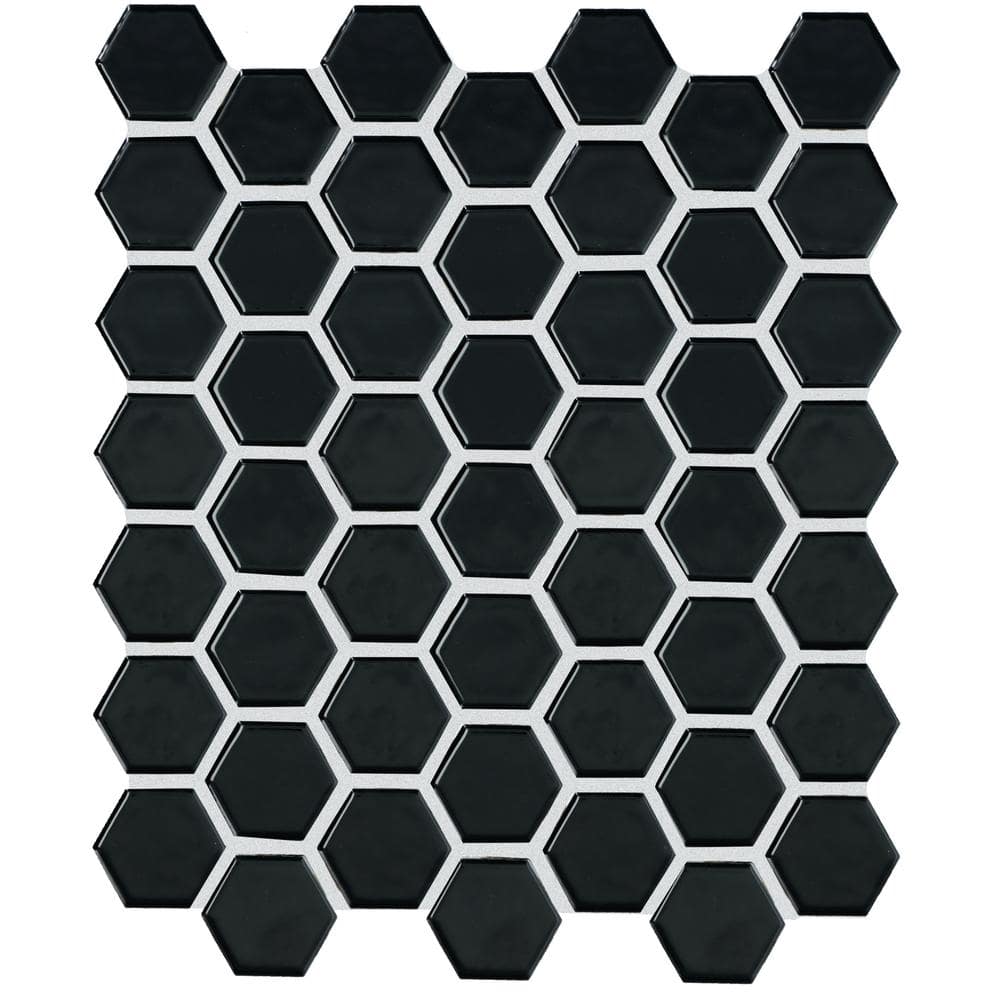 Restore Black 12 in. x 10 in. Glazed Ceramic Hexagon Mosaic Tile (9.72 sq. ft./Case) price history on PriceWatchPro