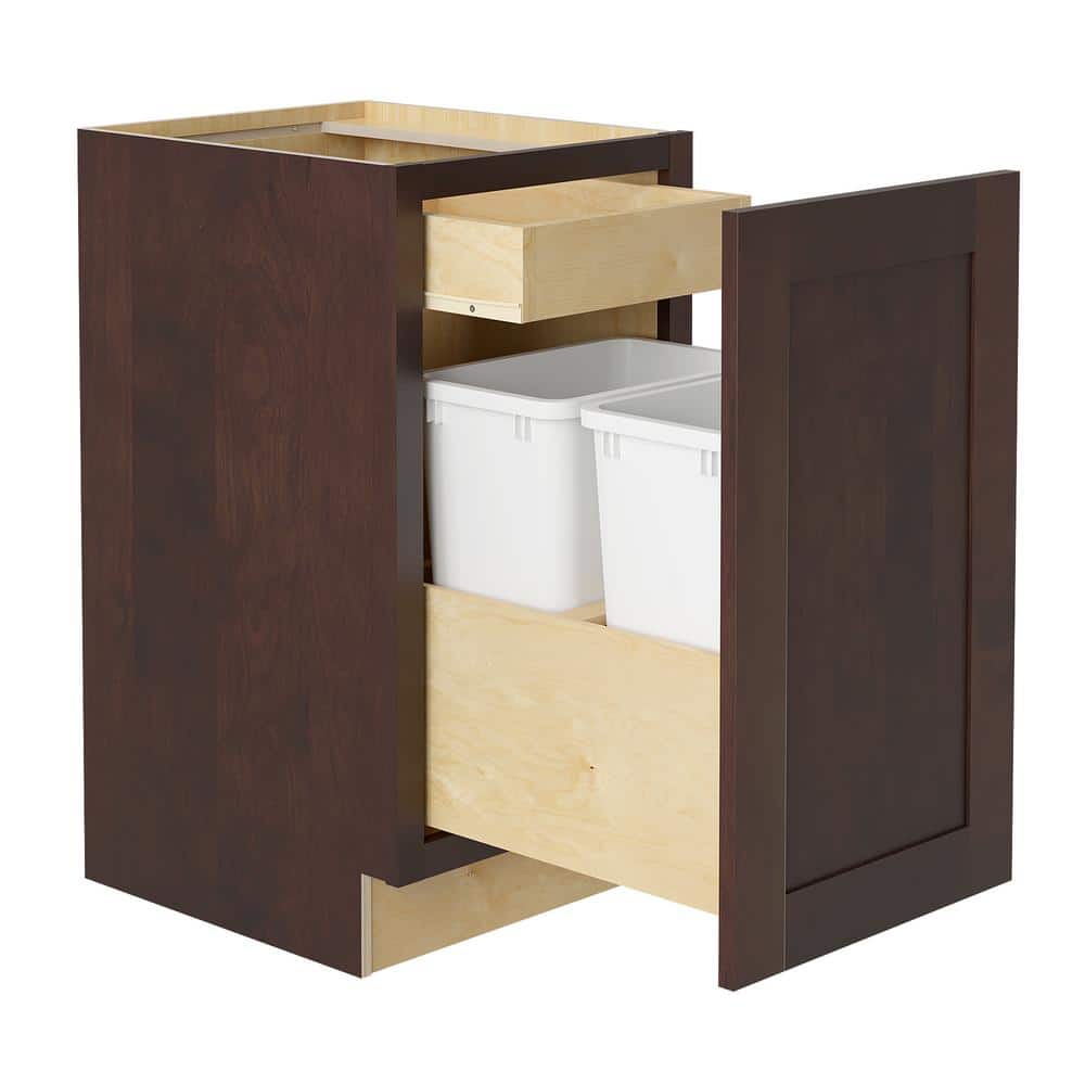 Newport 21 in. W x 24 in. D x 34.5 in. H Assembled Plywood Trash Can Kitchen Cabinet in Manganite with Soft Close price history on PriceWatchPro