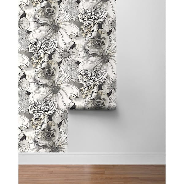 Harry & Grace Steel Blue & Mocha Graphic Letters Peel And Stick Wallpaper 27 Ft W X 18 Ft L Roll