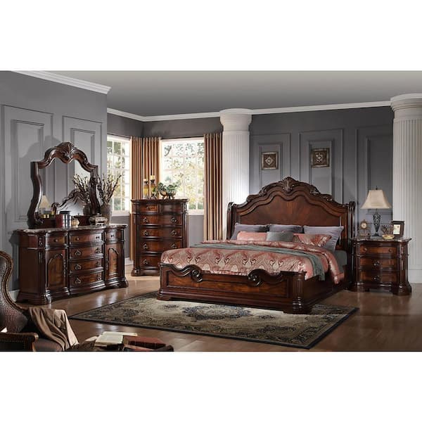 Best Master Furniture Bathory 5-Drawer Walnut Chest of Drawers 54 in. H x 42 in. W x 19 in. D