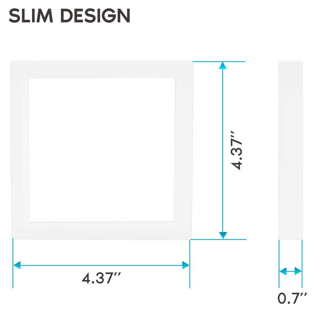 Sleek 4" Square LED Ceiling Light, Dimmable 3-Color Selectable