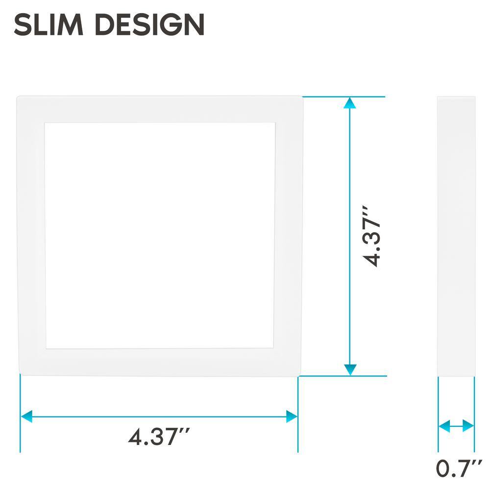 Sleek 4" Square LED Flush Mount Ceiling Light, 3-Color Adjustable