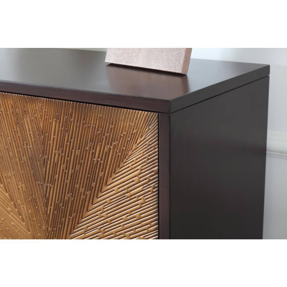 Labardi 36" Brown and Antique Gold Accent Cabinet