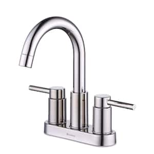 Dorind 4 in. Centerset Double Handle High-Arc Bathroom Faucet in Polished Nickel