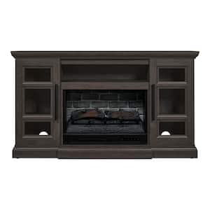 Chelsea 58 in. Freestanding Electric Fireplace TV Stand in Warm Gray Taupe with Charcoal Birch Grain